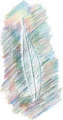 Multicolored leaf impress drawing by pencil