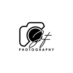 Initial Letter JF with camera. Logo photography simple luxury vector.