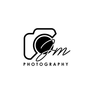Initial Letter JM with camera. Logo photography simple luxury vector.