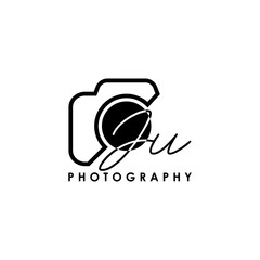 Initial Letter JU with camera. Logo photography simple luxury vector.