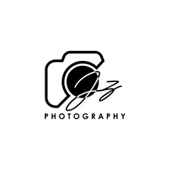 Initial Letter JZ with camera. Logo photography simple luxury vector.
