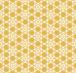 Vector geometric ornament with hexagonal grid, lattice. Yellow and white colors