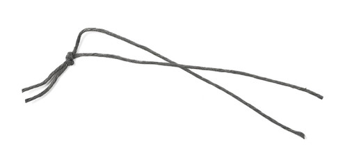 Black rope isolated on white background, top view 