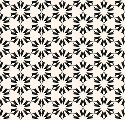 Vector geometric floral seamless pattern. Black and white ornamental mosaic