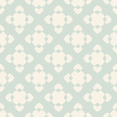 Vector ornamental floral seamless pattern. Elegant geometric background with flower figures, diamond shapes, crosses, repeat tiles. Ornament texture in retro vintage colors, pale green and beige