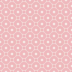 Vector minimal floral pattern in pink colors. Geometric texture with circles