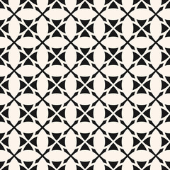 Vector geometric floral grid texture. Abstract black and white seamless pattern