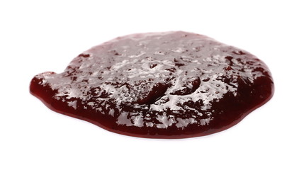 Traditional strawberry jam isolated on white background