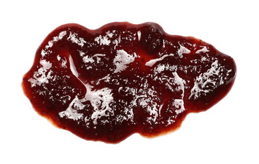 Traditional strawberry jam isolated on white background, top view