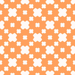 Vector abstract geometric seamless pattern with crosses. Orange and white color