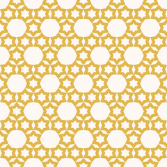 Vector geometric ornamental seamless pattern with stars. Yellow and beige color