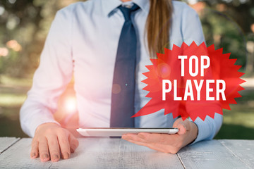 Word writing text Top Player. Business photo showcasing being best in sports game like football or...