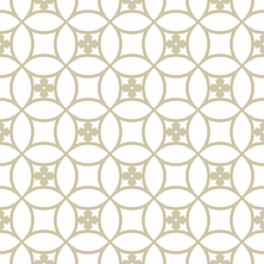 Vector golden grid seamless pattern. Floral tiles ornament, rounded mesh, net