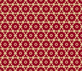  Vector naadloos patroon in Aziatische stijl. Rood en goud ornament met zeshoeken © Olgastocker