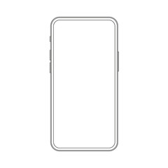 Outline drawing thin frame trendy smartphone. Elegant thin line style cellphone design.