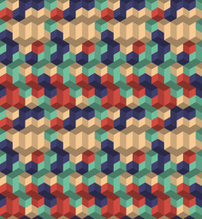 Abstract seamless background pattern with colorful cubes. Mosaic texture for prints, textile, fabric, package, cover, greeting cards.