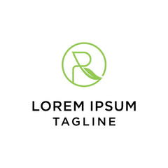 Letter R Leaf Initial Logo Design Template