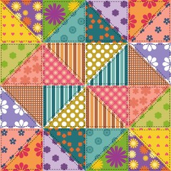patchwork background with different patterns	 - obrazy, fototapety, plakaty
