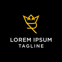 Letter R crown vector logo Design template. Design with gold color. Suitable for kingdom, fashion, font, alphabet. Vintage style.