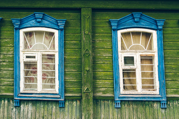 old wooden window on a wall