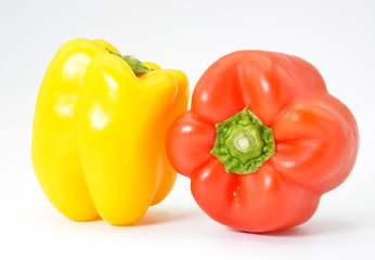 organic and fresh peppers isolated on white background