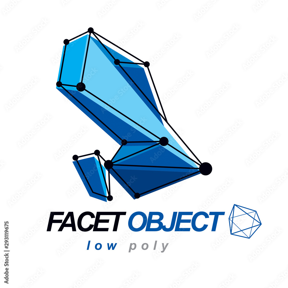 Poster 3d origami abstract mesh object, vector abstract design element. innovation technologies abstract lo