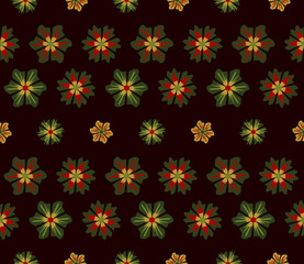 Colorful seamless pattern with flowers. Low poly geometric background.