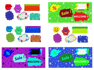 Colorful set of variations of creative oil frames and banners