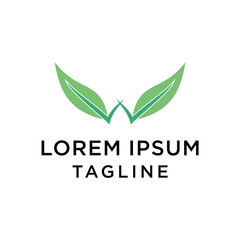 Initial letter W Leaf logo, design template elements