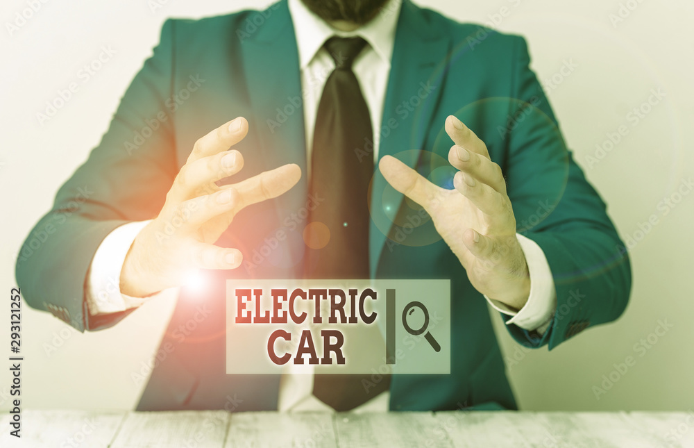 Poster handwriting text writing electric car. conceptual photo an automobile that is propelled by one or mo