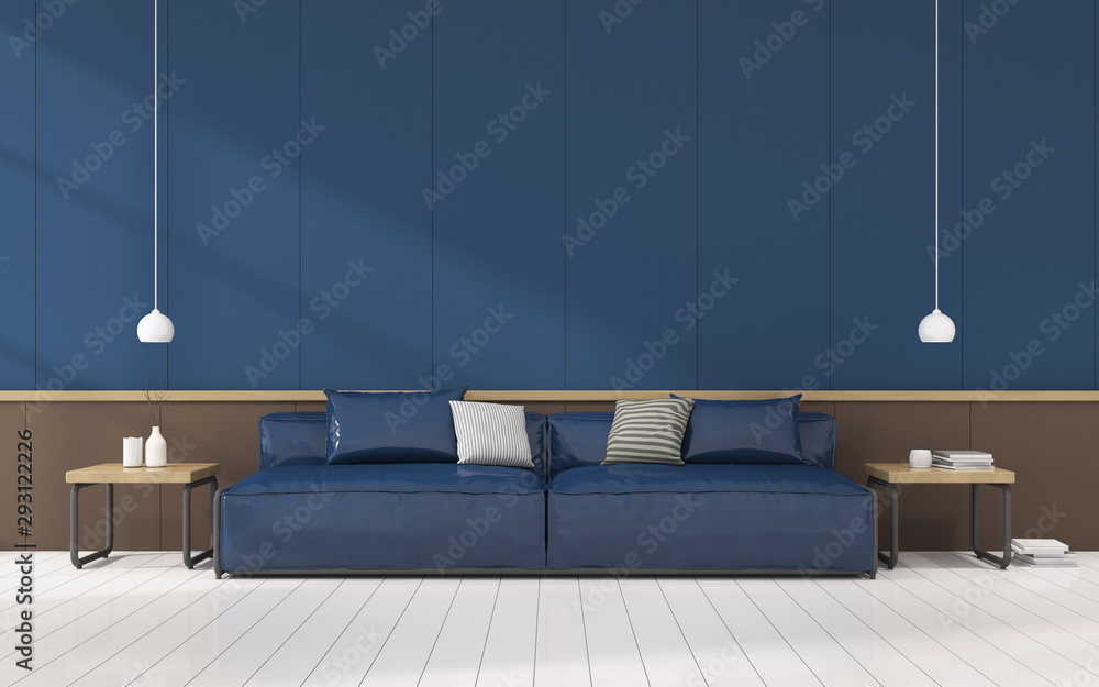 Aufkleber view of living room with sofa and side table on laminate floor.perspective of minimal interior desig