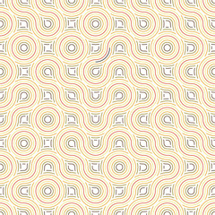 Colorful seamless psychedelic pattern with circling lines. Geometric background.