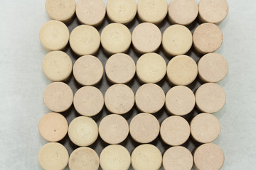 Background of many wine corks.