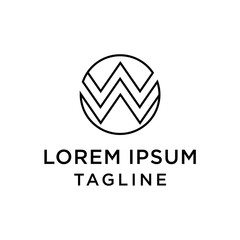  W Letter Water wave Logo Template