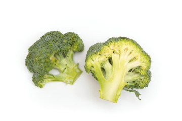 Top view of broccoli isolated on white 