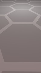 Honeycomb with color lighting, on a gray background. Perspective view on polygon look like honeycomb. Isometric geometry. 3D illustration