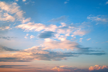Naklejka na ściany i meble Panorama sky. Landscape image of sky and clouds at sunset in the evening.