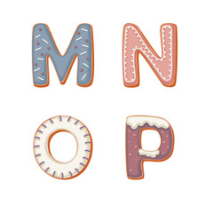 Christmas letters with icing. Font in the form of cookies with icing.