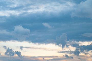 Dark clouds in the sky. Landscape image of the sky and clouds at sunset in the evening.