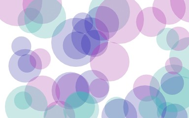 Multicolored translucent circles on a white background. Pink tones. 3D illustration