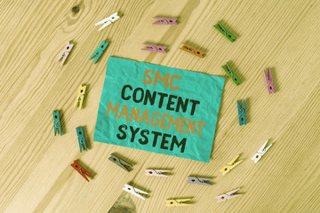 Word writing text Smc Content Management System. Business photo showcasing analysisgae creation and...
