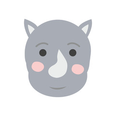Cute Rhino in Scandinavian style. Hand-drawn. For printing on children's textiles, postcards, wall art.