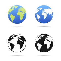 Vector planet Earth icon. Flat planet Earth icon.