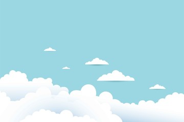 WebBeautiful clouds on pastel blue sky background. Soft and clean background design in EPS10 vector illustration.