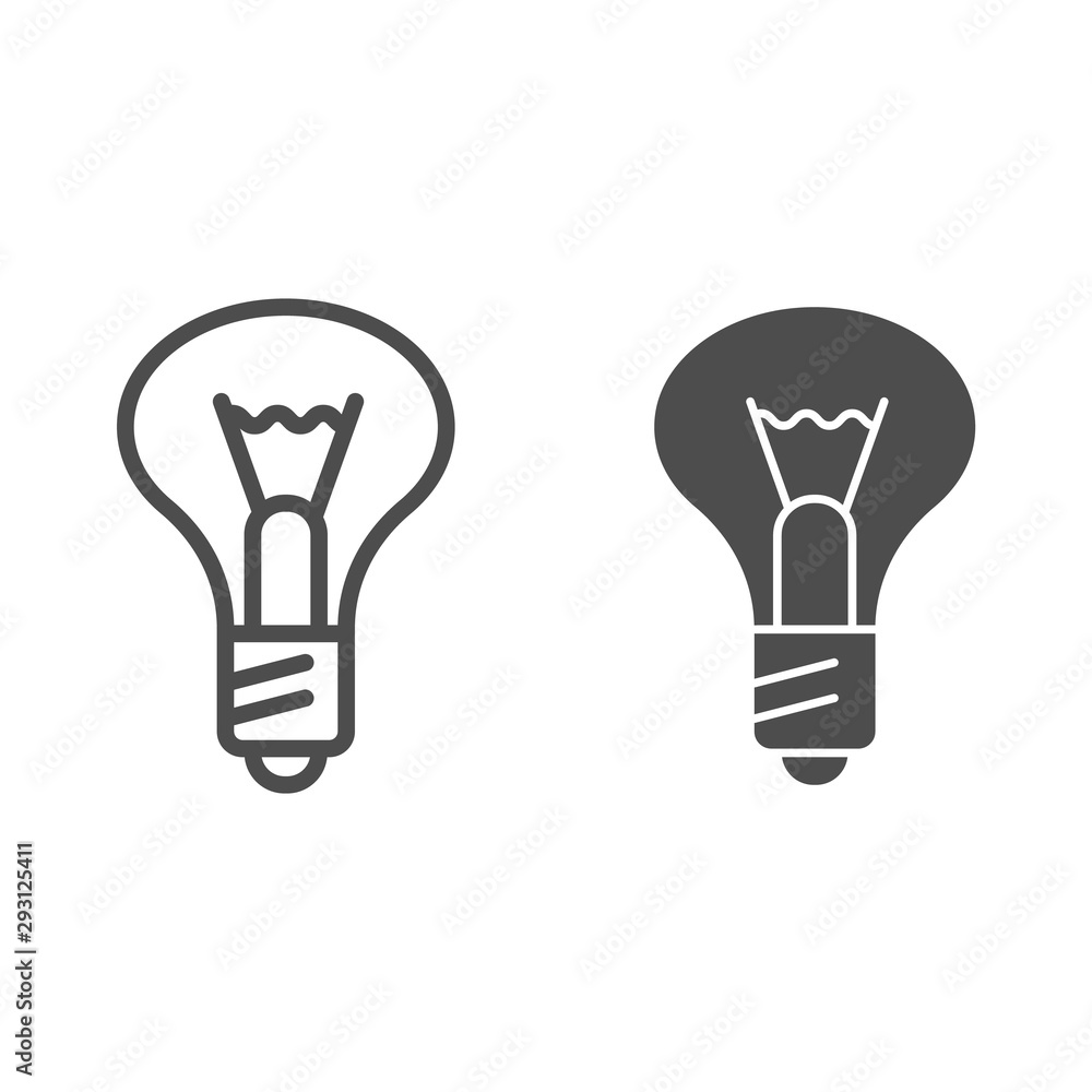 Poster light bulb line and glyph icon. lamp vector illustration isolated on white. illumination outline sty