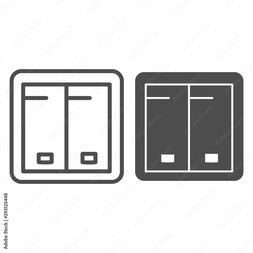 Poster light switch line and glyph icon. electricity toggle vector illustration isolated on white. electric