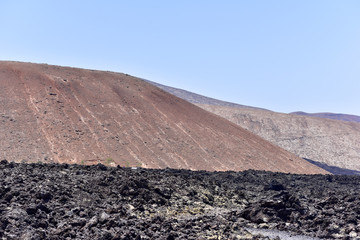 The Timanfaya National Park or the Fire Mountains are part of an extensive area affected by volcanic eruptions that took place in Lanzarote, Canary Islands, Spain