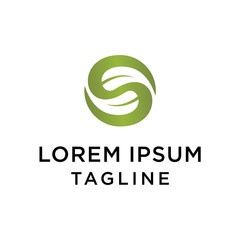 Letter S logo with leaf. nature illustration.