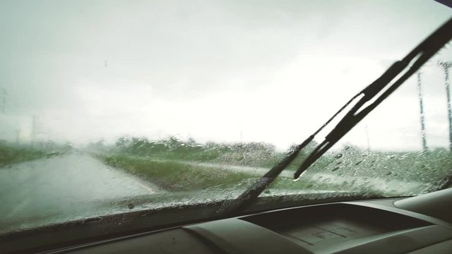 drive car in the rain