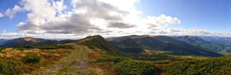 panorama mountains and clouds